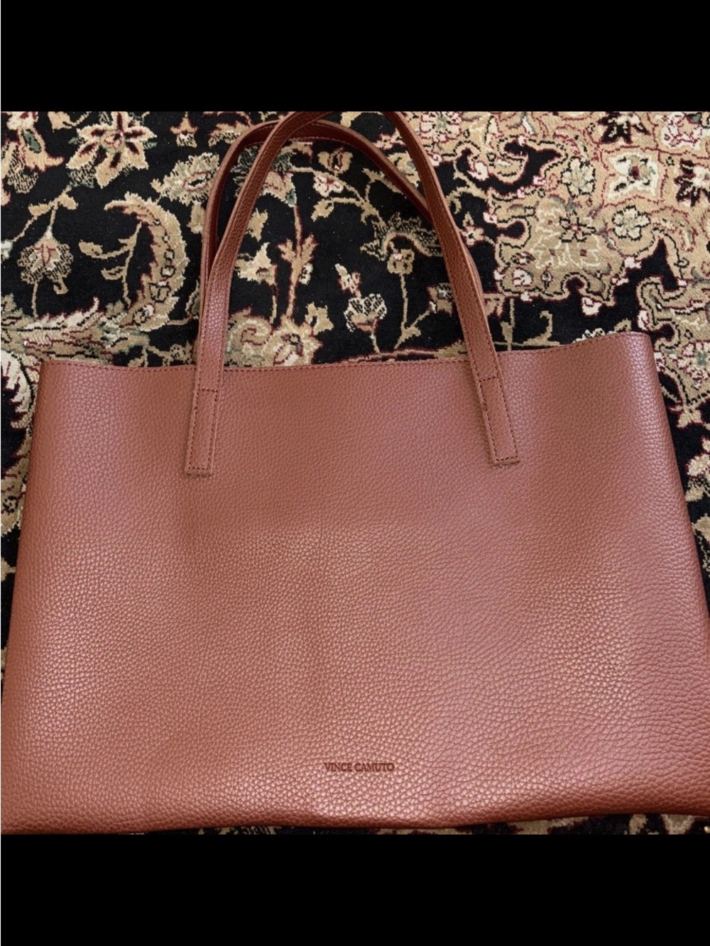 Vince Camuto Cognac Pebbled Leather Tote